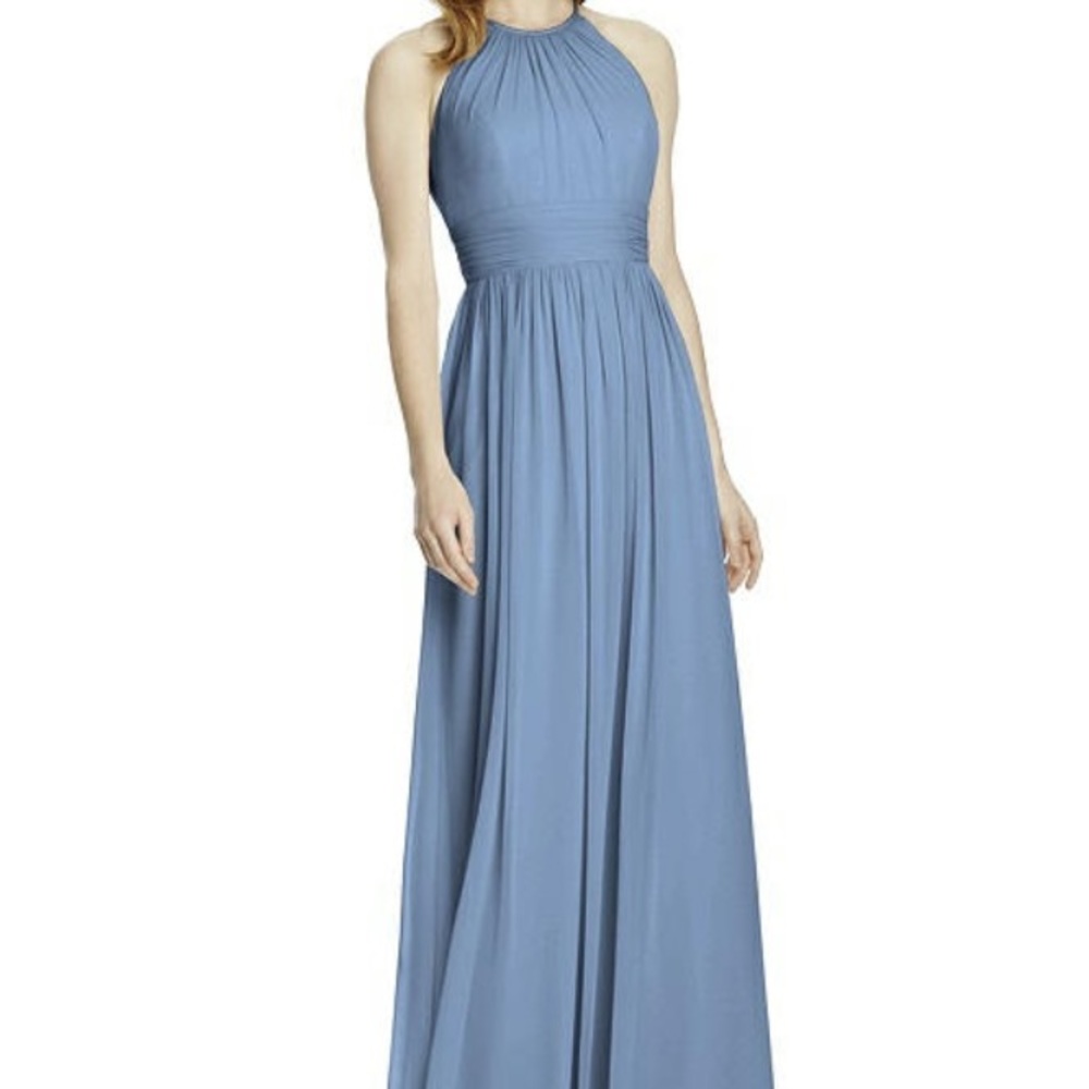 Light blue open back gown - The Dessy Group
